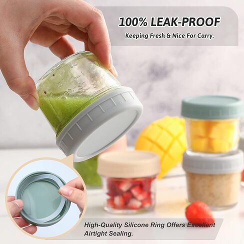 VITEVER 6 Pack Glass Baby Food Storage Containers - 4 oz Baby Food Storage Jars with Lids, Baby Food Maker, Microwave, Dishwasher & Freezer Safe in Kuwait