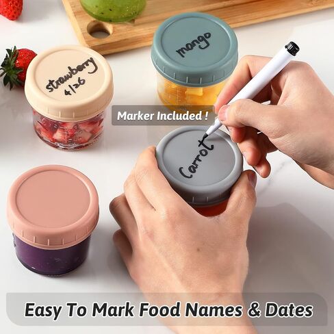 VITEVER 6 Pack Glass Baby Food Storage Containers - 4 oz Baby Food Storage Jars with Lids, Baby Food Maker, Microwave, Dishwasher & Freezer Safe in Kuwait