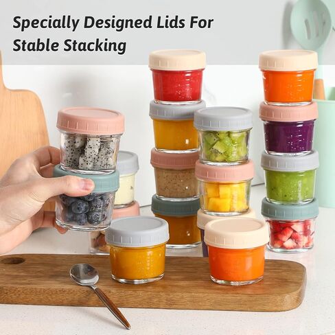 VITEVER 6 Pack Glass Baby Food Storage Containers - 4 oz Baby Food Storage Jars with Lids, Baby Food Maker, Microwave, Dishwasher & Freezer Safe in Kuwait