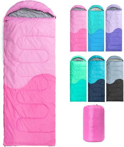 Sleeping Bag - 3 Seasons for Adults Boys Girls Camping Hiking - Warm Cold Weather Lightweight Portable with Compression Bag for Backpacking in Spring, Summer, Fall and Winter in Saudi Arabia