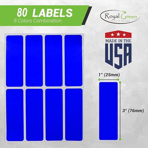 Royal Green Rectangular Stickers Color Coded Write on Labels for Organizing, Moving, & Mailing, 3x1 inch Stickers Writable Label for File Folder Tabs 120-Pack (White) in Kuwait