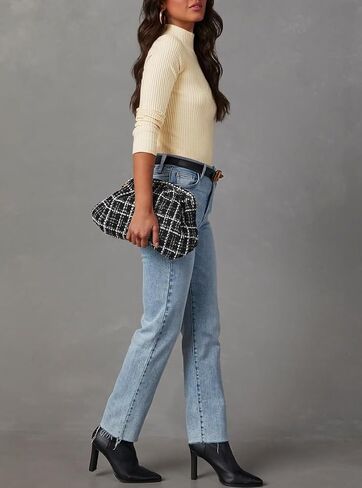Lacozy Mock Turtle Necks Tops for Women Long Sleeve Ribbed Knit Sweater Slim Fit Basic Layer Shirts 2024 Fashion Spring Top in Kuwait