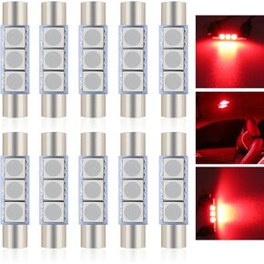 10 PCS T6 5050 Car LED Sun Visor Lights, 28MM 12V 300LM Super Bright Waterproof Vehicle Reading Light Bulb Replacement, Universal Automotive Roof Light Accessories (Blue Light)