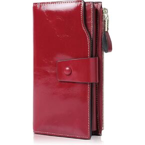 Demon&Hunter Women's RFID Blocking Large Capacity Luxury Wax Genuine Leather Purse Wallet DZA2083