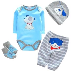 Reborn Baby Doll Clothes 5pcs Set Outfit Accessories for 17-22 Inch Newborn Baby Doll Boy&Girl 【Elephant Pattern】