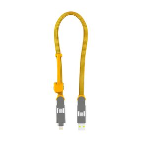 Rolling Square inCharge XL 6-in-1 Multi Charging Cable, Portable USB and USB-C Cable with 100W Ultra-Fast Charging Power, 1 Ft/0.3m, Summit Yellow