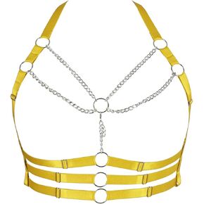 Women's Body Harness Bra Plus Size Metal Chain Hollow Bra Punk Gothic Carnival Christmas Halloween Party Dance Costume