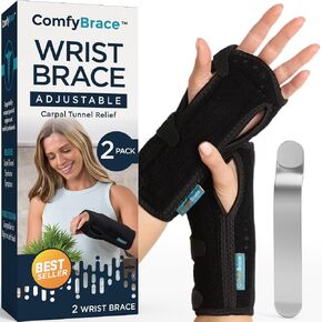 ComfyBrace 2 PACK Nighttime Pain Relief Wrist Brace for Carpal Tunnel, Tendonitis, Arthritis | Fits & Soothes Aches in Both Hands | Palm Cushion Beads for Hot Spots | Breathable Fabric | Right and left hand brace and wrist support for sleeping, tendonitis in Saudi Arabia