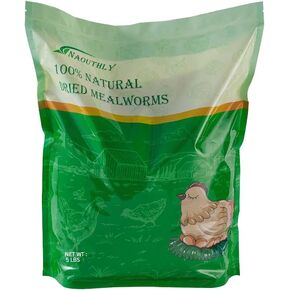 9.10lbs Dried Mealworms - Premium Non-GMO Chicken Feed, Nutritious High Protein Meal Worms- Food and Treats for Laying Hens, Wild Birds, Ducks, Chicken