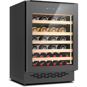 Wine Chiller Electric, JINJUNYE Upgrade Single Bottle Portable Wine Chiller 34°F-68°F for Bottle Red, White Wine, Champagne, Sparking, Iceless Wine Cooler, Kitchen, Condo, Gift for Wine Lover