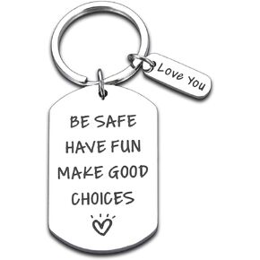 EuniGem Valentines Gifts for Son Daughter Birthday Gifts for Teenage Boys Girls Be Safe Have Fun Keychain Inspirational Gifts for Men Women Graduation Christmas New Driver Gifts from Mom Dad in Kuwait