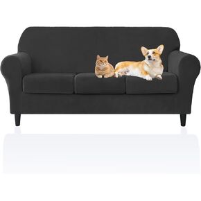 أغطية أريكة مخملية من Deisy Dee - أغطية أريكة ناعمة قابلة للتمدد لـ 3 وسائد - قماش متين وصديق للحيوانات الأليفة للكلاب والحيوانات الأليفة - حماية أنيقة لأثاث غرفة المعيشة الخاصة بك (أصفر) in Kuwait