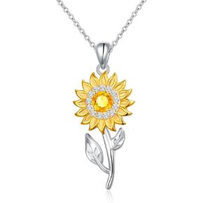 S925 Sterling Silver Floral Jewellery Flower Pendant Necklace for Women Birthday Gift