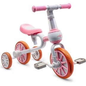 3 in 1 Kids Tricycles Gift for 2-4 Years Old Boys Girls with Detachable Pedal and Training Wheels, Baby Balance Bike Trikes Riding Toys for Toddler