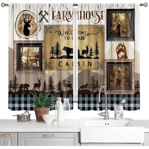 Sun and Moon Skull Kitchen Curtains 2 Panels Black Country Rustic Farmhouse Short Cafe Curtains Decor for Dining Room Tier Curtains Over Sink Rod Pocket Window Drapes Treatment Decor 28x39 Inch