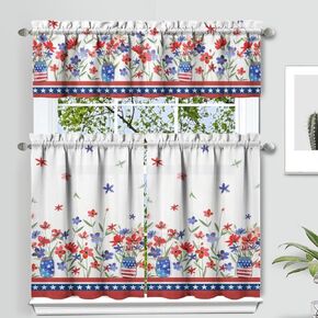 Fall Thanksgiving Kitchen Curtain Valance 3 Piece Set, Pumpkin Sunflower Maple Leaf Kitchen Decor,Thanksgiving Autumn Kitchen Curtains and Valance for Living Room Bedroom Kitchen Cafe Decor 36In