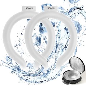 2PCS Neck Cooling Tubes with Insulated Bag – Reusable Ice Neck Rings, Wearable Body Cooling Wraps for Instant Relief from Summer Heat (Black*2)