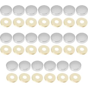 SING F LTD 20 Sets 21mm Zinc Alloy Screws Decorative Caps Cover Mirror Nails Silvery Decorative Cover for Decorative Wardrobes Glass Furniture with 8mm Hole Gasket