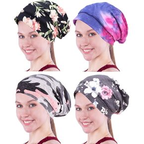 Satin Lined Sleep Cap Slouchy Beanie Turban Headwear Bonnet Headwrap Chemo Cancer Head Hat Cap Hair Cover Wrap