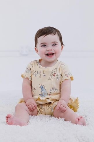 Disney Girls' 2-Piece T-Shirt and Shorts Set for Baby & Kids | 2-Piece Coordinated Set, Comfortable Ribbed Knit, Easy Pull-On Elastic Waist, Soft Cotton Blend Fabric in Saudi Arabia