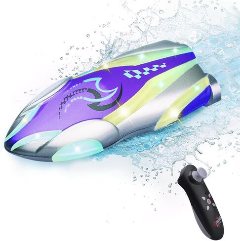 GoolRC Mini RC Boat with LED Lights, Remote Control Boat for Kids and Adults, 2.4GHz Stunt RC Racing Boats with 360° Flip for Bathtub, Pools and Lakes, Gift for 6+ Year Old Boys and Girls (Green) in Saudi Arabia