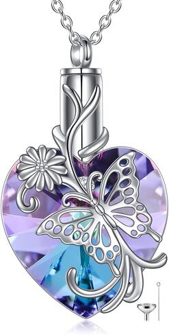 YFN Heart Crystal Urn Necklace for Ashes Cremation Jewelry Sterling Silver with Purple Blue Crystal Jewelry Gifts for Women Girls (Turtle) in Saudi Arabia