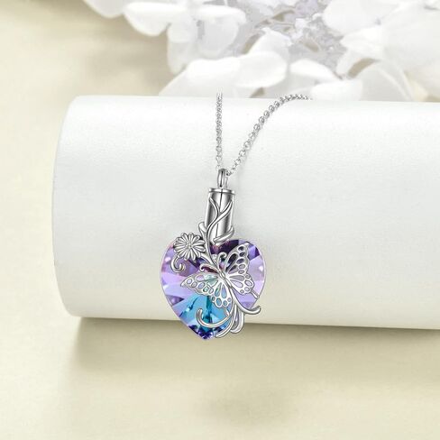 YFN Heart Crystal Urn Necklace for Ashes Cremation Jewelry Sterling Silver with Purple Blue Crystal Jewelry Gifts for Women Girls (Turtle) in Saudi Arabia