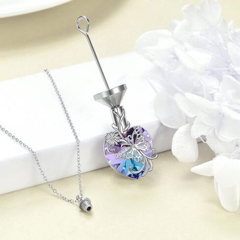 YFN Heart Crystal Urn Necklace for Ashes Cremation Jewelry Sterling Silver with Purple Blue Crystal Jewelry Gifts for Women Girls (Turtle) in Saudi Arabia