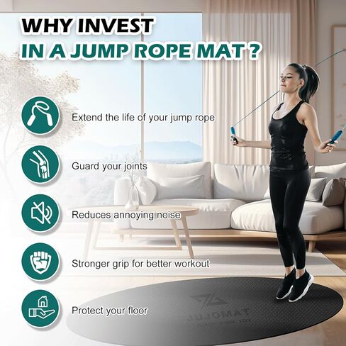 حصيرة حبل القفز الكبيرة مقاس 63 بوصة × 31 بوصة، حصيرة تمرين غير قابلة للانزلاق لحبل القفز في الهواء الطلق في الأماكن المغلقة، وسادة حبل القفز الممتصة للصدمات للحبل المتقاطع، حصيرة اندماج حبل القفز البيضاوية للخرسانة في صالة الألعاب الرياضية المنزلية in Kuwait