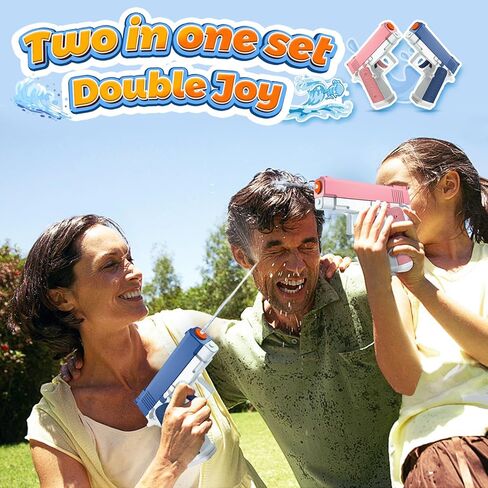 2 حزمة من مسدسات المياه للأطفال - مسدس مياه قاذف مياه معتاد على الثمالة ألعاب مسدس مياه للأطفال الصغار الأولاد والبنات، هدايا صيفية مثالية لحمام السباحة والشاطئ وحفلات الرماية في الهواء الطلق لعبة قتال المياه in Kuwait