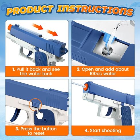 2 حزمة من مسدسات المياه للأطفال - مسدس مياه قاذف مياه معتاد على الثمالة ألعاب مسدس مياه للأطفال الصغار الأولاد والبنات، هدايا صيفية مثالية لحمام السباحة والشاطئ وحفلات الرماية في الهواء الطلق لعبة قتال المياه in Kuwait