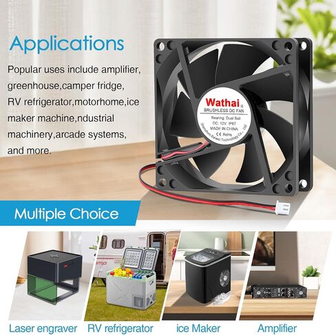 Wathai 120mm x 25mm DC 12V Waterproof Fan Dual Ball High Preformance for Electronic Equipment Cabinet or DIY Cooling Ventilation Exhaust Projects IP67 2 Pack in Kuwait