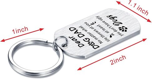 هدايا اللوتوزو I Woof You Dog Dad - سلسلة مفاتيح Best Dog Dad Ever - سلاسل مفاتيح للكريسماس وعيد الميلاد للرجال والأب والكلاب، فضي، مقاس S in Kuwait