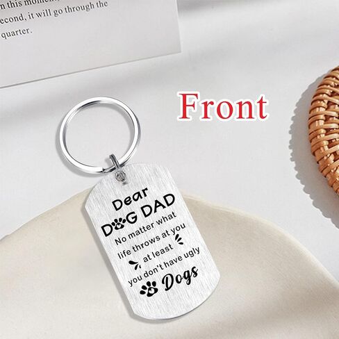 هدايا اللوتوزو I Woof You Dog Dad - سلسلة مفاتيح Best Dog Dad Ever - سلاسل مفاتيح للكريسماس وعيد الميلاد للرجال والأب والكلاب، فضي، مقاس S in Kuwait