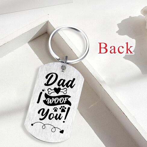 هدايا اللوتوزو I Woof You Dog Dad - سلسلة مفاتيح Best Dog Dad Ever - سلاسل مفاتيح للكريسماس وعيد الميلاد للرجال والأب والكلاب، فضي، مقاس S in Kuwait