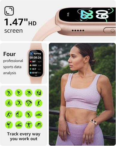 Fitness Tracker (Answer/Dial Call), Smart Watch with 1.47" HD Touch Display, 130+ Sport Modes Activity Tracker with Sleep Monitor, IP68 Waterproof Tracker for Android&iPhone Women Men in Saudi Arabia