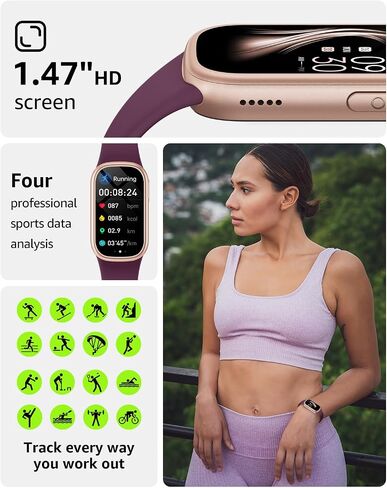 Fitness Tracker (Answer/Dial Call), Smart Watch with 1.47" HD Touch Display, 130+ Sport Modes Activity Tracker with Sleep Monitor, IP68 Waterproof Tracker for Android&iPhone Women Men in Saudi Arabia