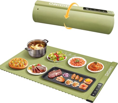 Electric Warming Tray, Warming Mat for Food with 17 Temperature Settings and Timing, Rollable & Portable Premium Silicone Electric Heating Tray with Auto Shut-Off and Lock for Parties Buffet (Blue) in Saudi Arabia