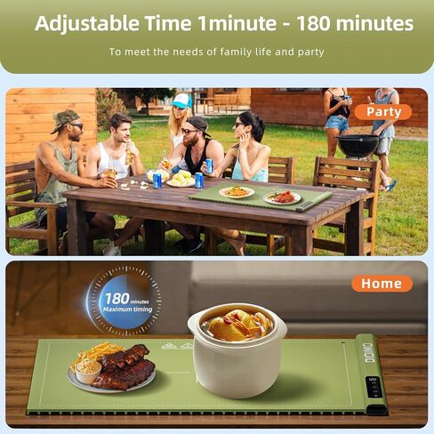 Electric Warming Tray, Warming Mat for Food with 17 Temperature Settings and Timing, Rollable & Portable Premium Silicone Electric Heating Tray with Auto Shut-Off and Lock for Parties Buffet (Blue) in Saudi Arabia