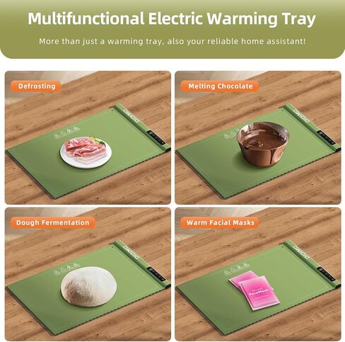 Electric Warming Tray, Warming Mat for Food with 17 Temperature Settings and Timing, Rollable & Portable Premium Silicone Electric Heating Tray with Auto Shut-Off and Lock for Parties Buffet (Blue) in Saudi Arabia