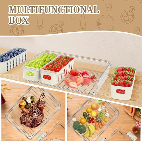 Divided Serving Tray with Lid and Handle, 8 Compartment Snackle Box Container, Travel Charcuterie Board with Lid for Kids and Adults, Snack Box Container - Fruit, Vegetable, Candy, Snack Tray with Lid in Saudi Arabia