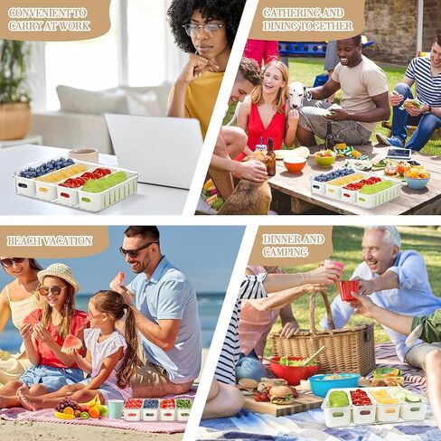 Divided Serving Tray with Lid and Handle, 8 Compartment Snackle Box Container, Travel Charcuterie Board with Lid for Kids and Adults, Snack Box Container - Fruit, Vegetable, Candy, Snack Tray with Lid in Saudi Arabia