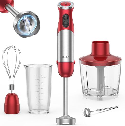 KOIOS Immersion Hand Blender, 5-in-1 Hand Blender with Entire Stainless Steel Blender Shaft, Full Copper Motor, Built in 12 Speed Turbo Stick Blender, Handheld blender for Baby food, Smoothies, Soups in Saudi Arabia