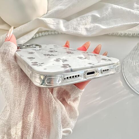 حافظة LIFCUSO مصممة لهاتف iPhone 14 Pro Max، حافظة هاتف بتصميم زهور وردية، غطاء صلب مقاوم للصدمات من مادة TPU المرنة اللامعة للنساء والفتيات، حماية كاملة لعدسة الكاميرا (أزهار) in Kuwait