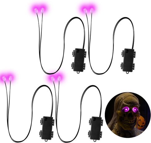 2 Pcs Halloween Glowing LED Light Up Eyes for Mask Cosplay Laser Eyes with Battery Box, Battery Not Included(Red Light) in Saudi Arabia