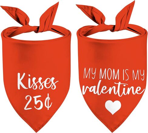 Valentine's Day Dog Bandanas, I Love You Red Heart Double Sided 2 Pack Holiday Puppy Bandanas Dog Kerchief Gifts (03) in Kuwait