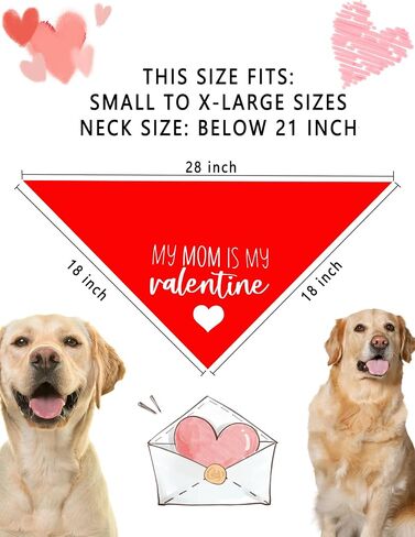 Valentine's Day Dog Bandanas, I Love You Red Heart Double Sided 2 Pack Holiday Puppy Bandanas Dog Kerchief Gifts (03) in Kuwait
