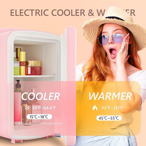 EUHOMY Mini Fridge, 4 Liter/6 Cans Small Refrigerator, Portable Cooler and Warmer for Skin Care, Cosmetics, Beverage, 4L Makeup Mini Fridge for Bedroom, Car(Black) in Saudi Arabia