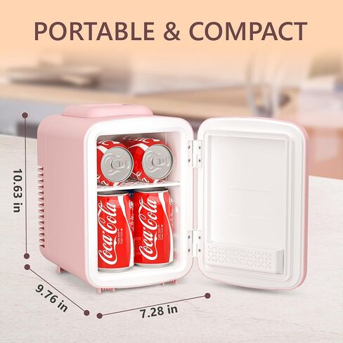 EUHOMY Mini Fridge, 4 Liter/6 Cans Small Refrigerator, Portable Cooler and Warmer for Skin Care, Cosmetics, Beverage, 4L Makeup Mini Fridge for Bedroom, Car(Black) in Saudi Arabia