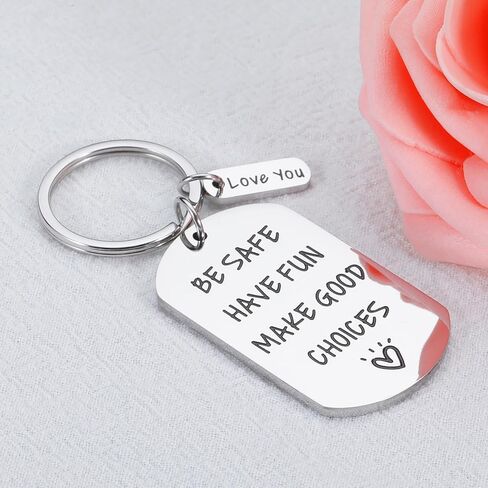 EuniGem Valentines Gifts for Son Daughter Birthday Gifts for Teenage Boys Girls Be Safe Have Fun Keychain Inspirational Gifts for Men Women Graduation Christmas New Driver Gifts from Mom Dad in Kuwait
